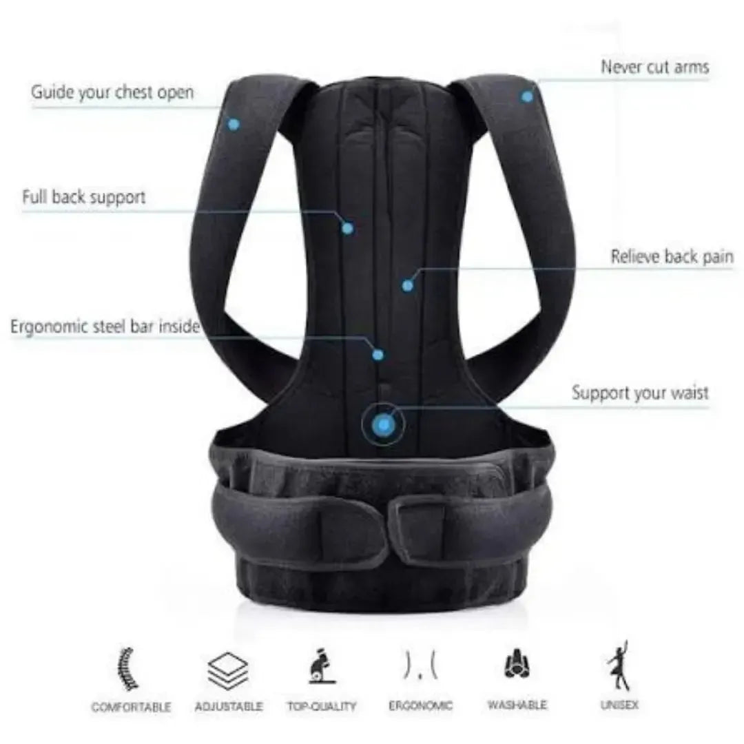 Adjustable Magnetic Posture Corrector Back Brace – Upper Back Support Belt for Posture Improvement & Back Pain Relief - Volmant