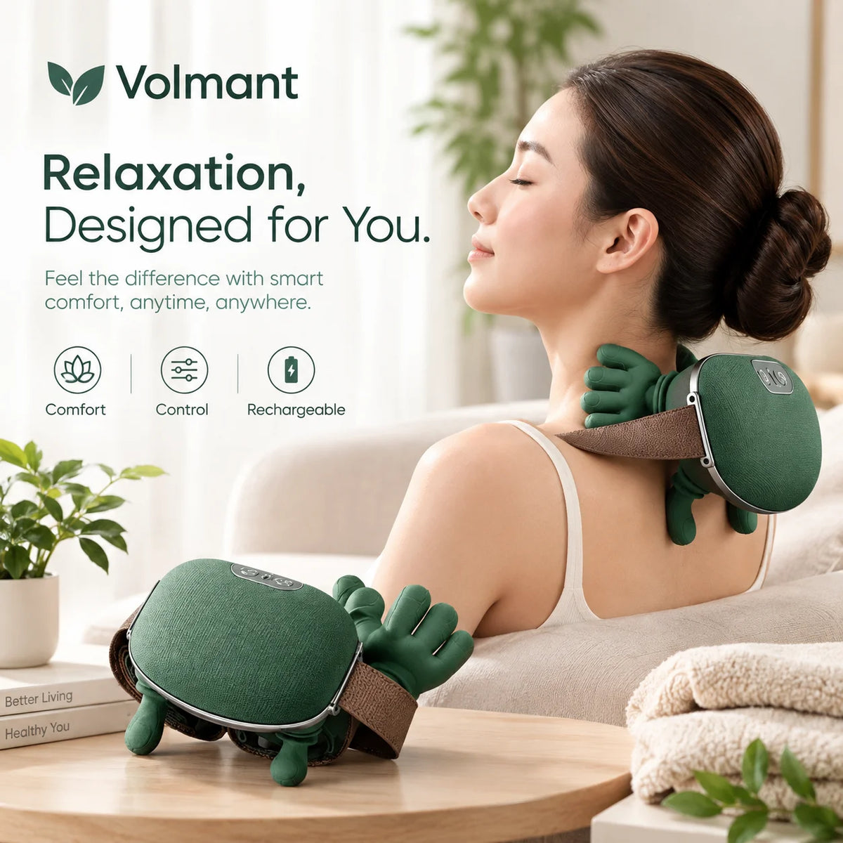 Wireless 4D Kneading Neck & Shoulder Massager – Real Hands Feel