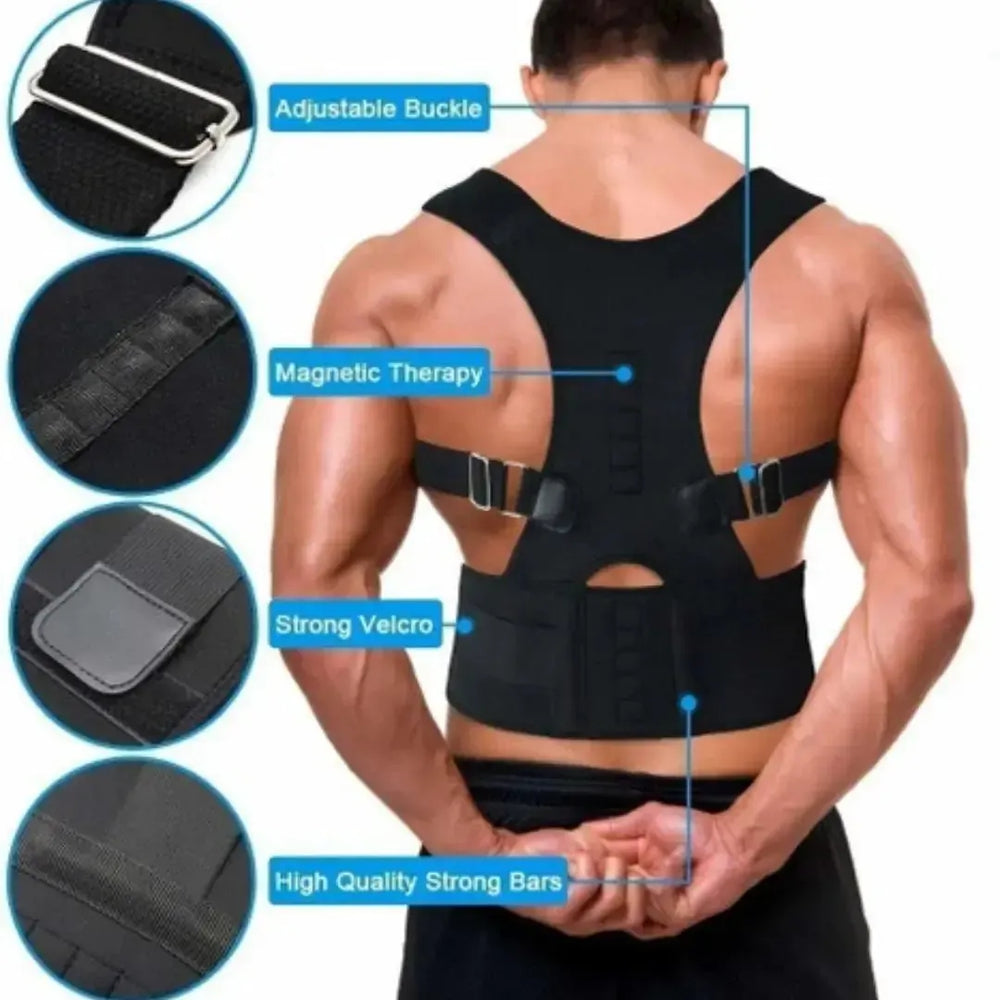 Adjustable Magnetic Posture Corrector Back Brace – Upper Back Support Belt for Posture Improvement & Back Pain Relief - Volmant