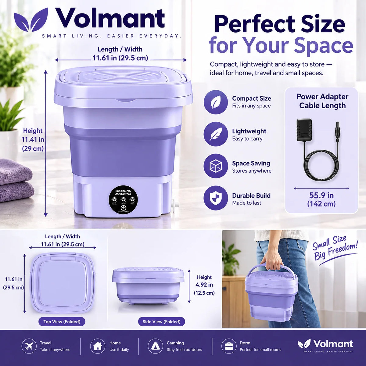 Foldable Mini Washing Machine – Portable Washer for Small Clothes