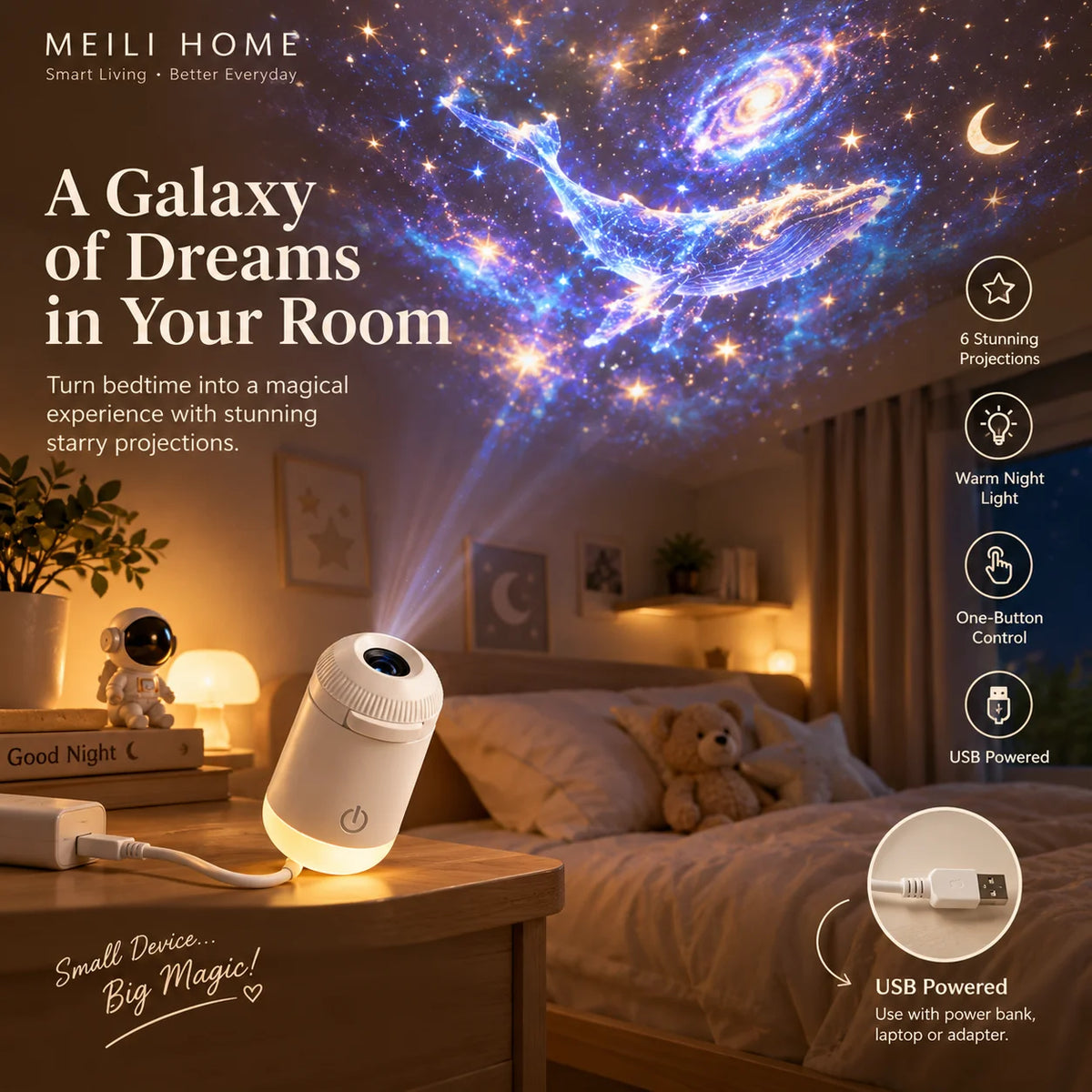 Starry Sky Projection Lamp – Portable Mini USB Galaxy Night Light