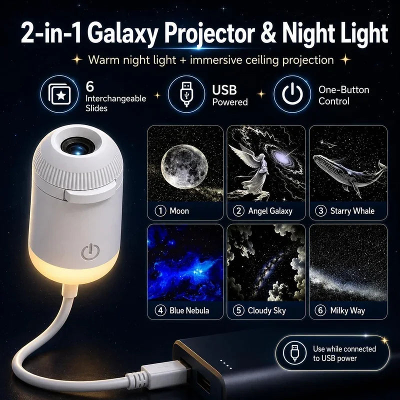 Starry Sky Projection Lamp – Portable Mini USB Galaxy Night Light