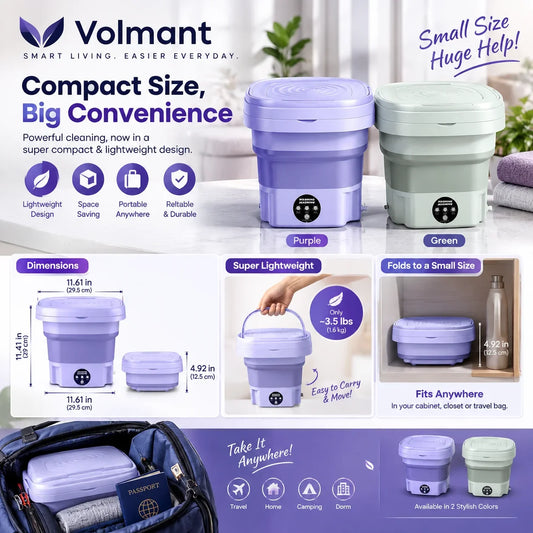 Foldable Mini Washing Machine – Portable Washer for Small Clothes