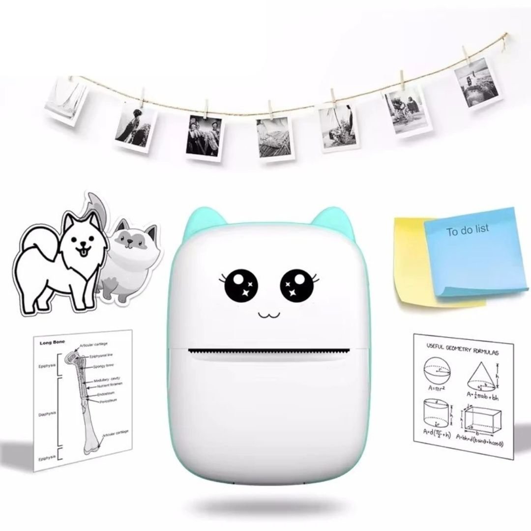 Mini Bluetooth Thermal Printer – Wireless Pocket Photo & Label Printer with 1000mAh Rechargeable Battery | Portable Ink-less Sticker & Note Printer (1 Paper Roll Included) - Volmant