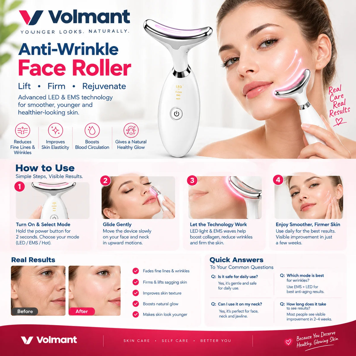 Anti Wrinkle Face Massager – EMS Skin Lifting & Toning Device
