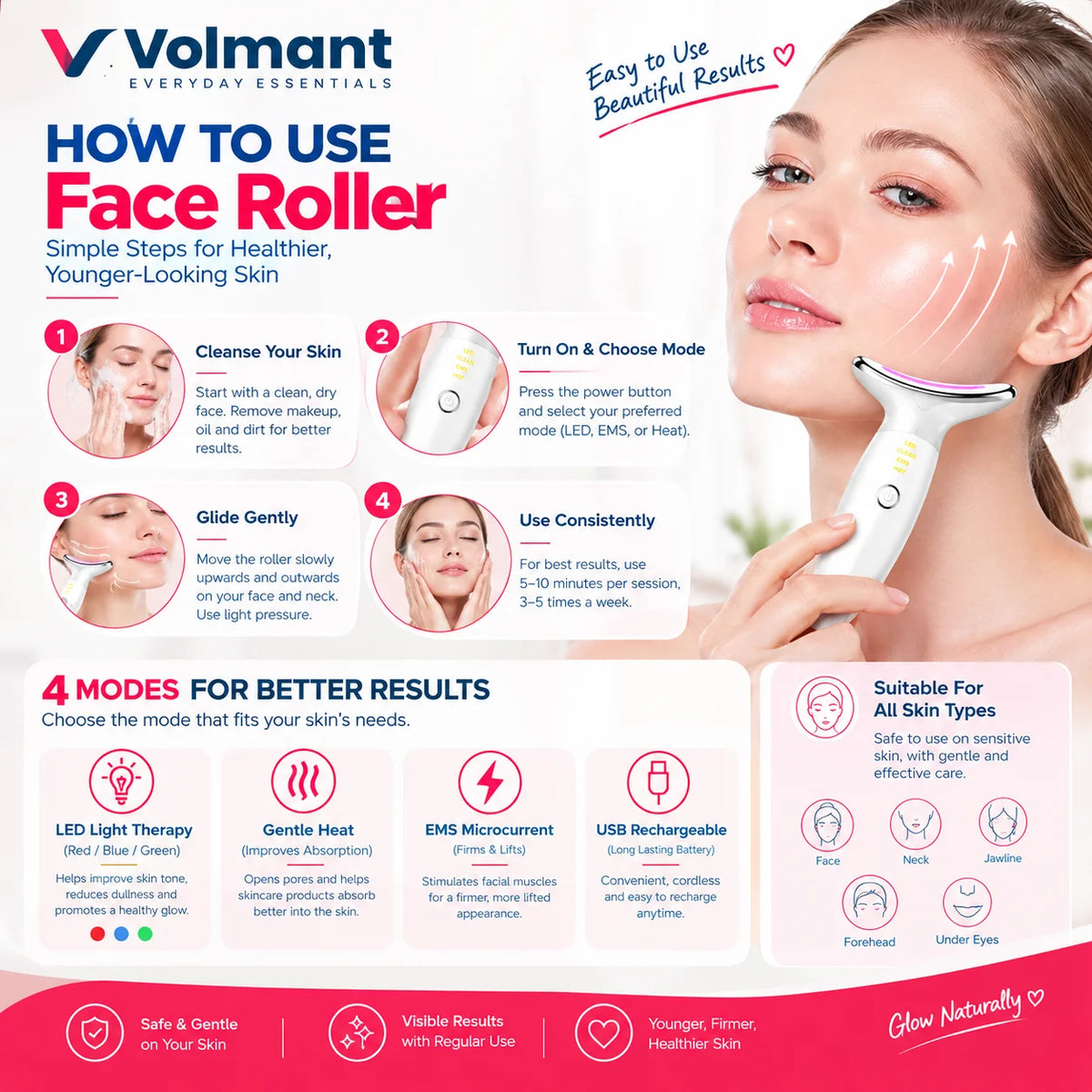 Anti Wrinkle Face Massager – EMS Skin Lifting & Toning Device