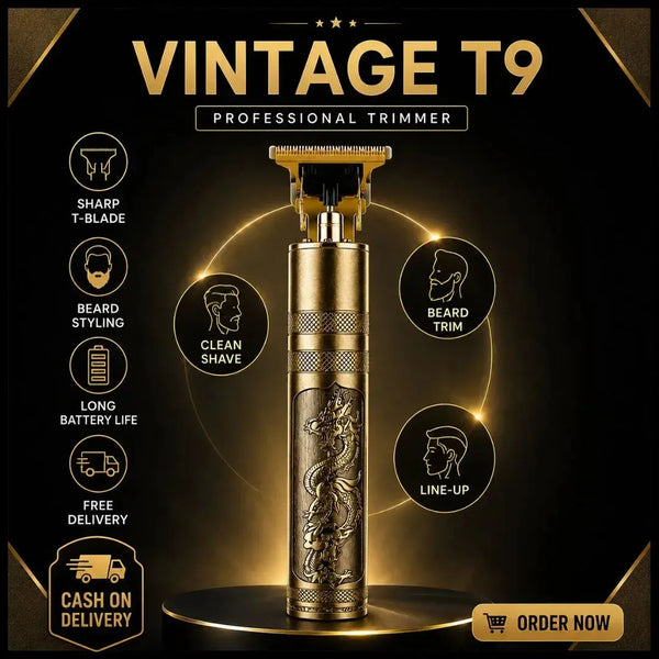 Professional T9 Vintage Hair Trimmer for Men – Cordless Beard & Hair Clipper - Volmant