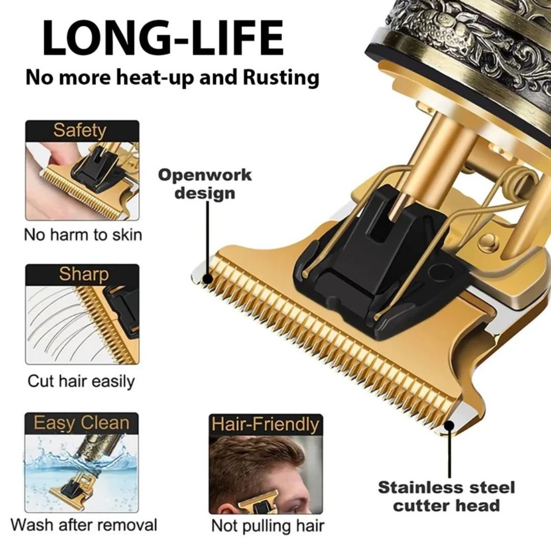 Professional T9 Vintage Hair Trimmer for Men – Cordless Beard & Hair Clipper - Volmant