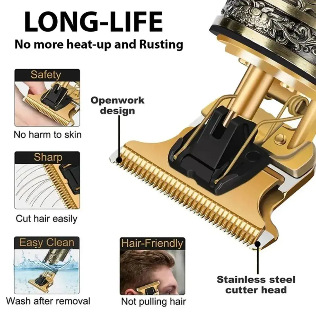 Professional T9 Vintage Hair Trimmer for Men – Cordless Beard & Hair Clipper - Volmant
