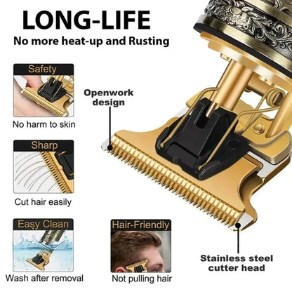 Professional T9 Vintage Hair Trimmer for Men – Cordless Beard & Hair Clipper - Volmant