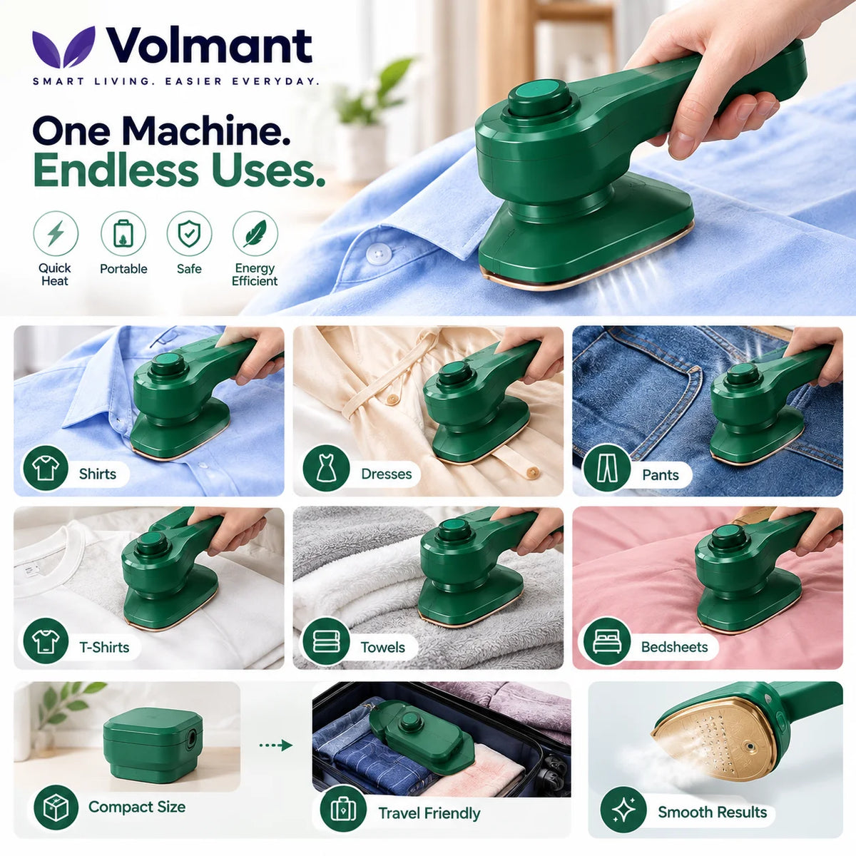 Portable Mini Ironing Machine – 2-in-1 Wet & Dry Handheld Iron