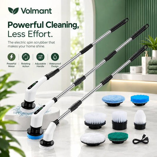 Electric Spin Scrubber – Cordless Cleaning Brush with 9 Brush Heads
