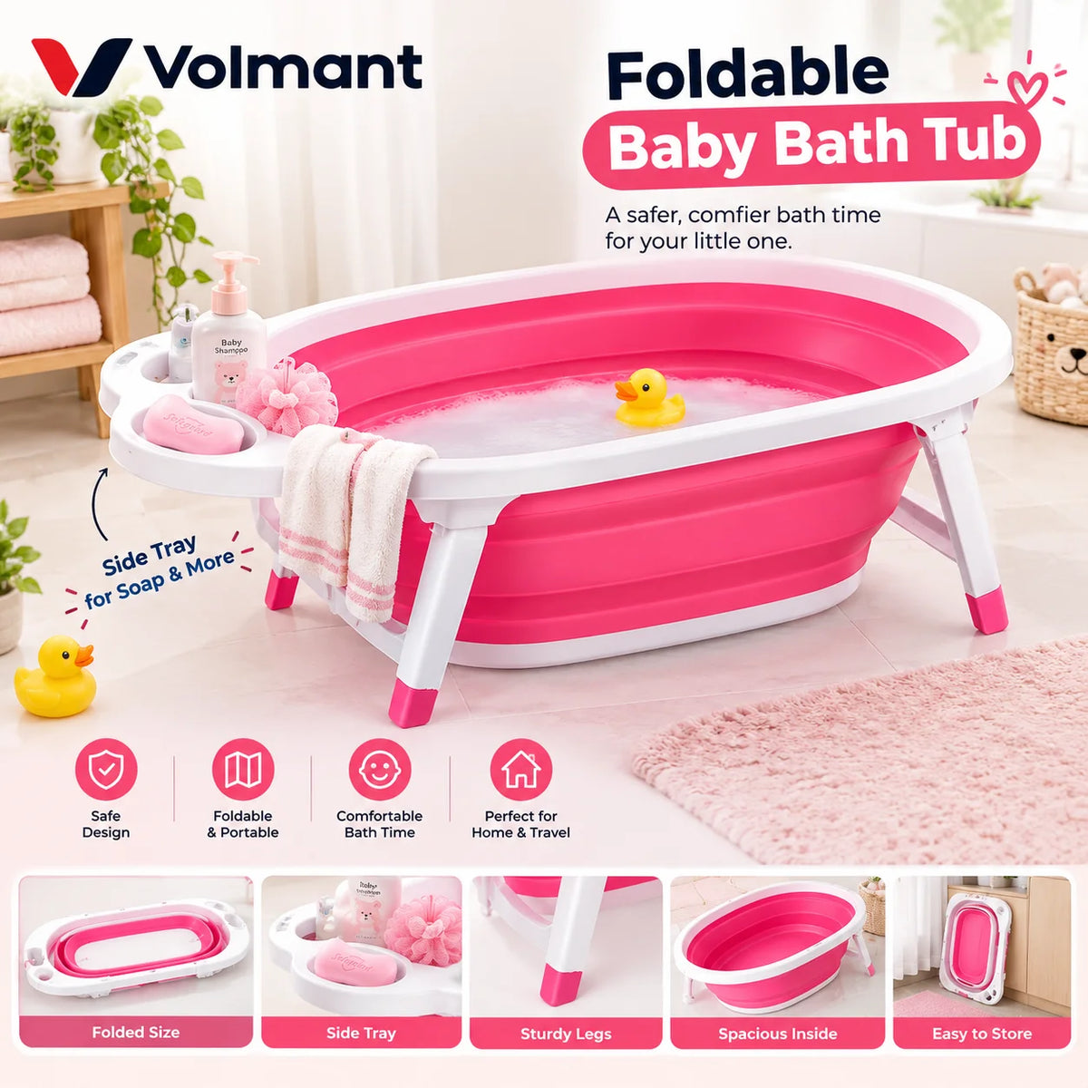 Foldable Baby Bath Tub – Portable Collapsible Tub for Infants