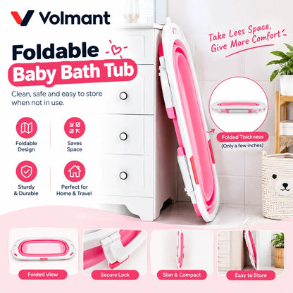 Foldable Baby Bath Tub – Portable Collapsible Tub for Infants