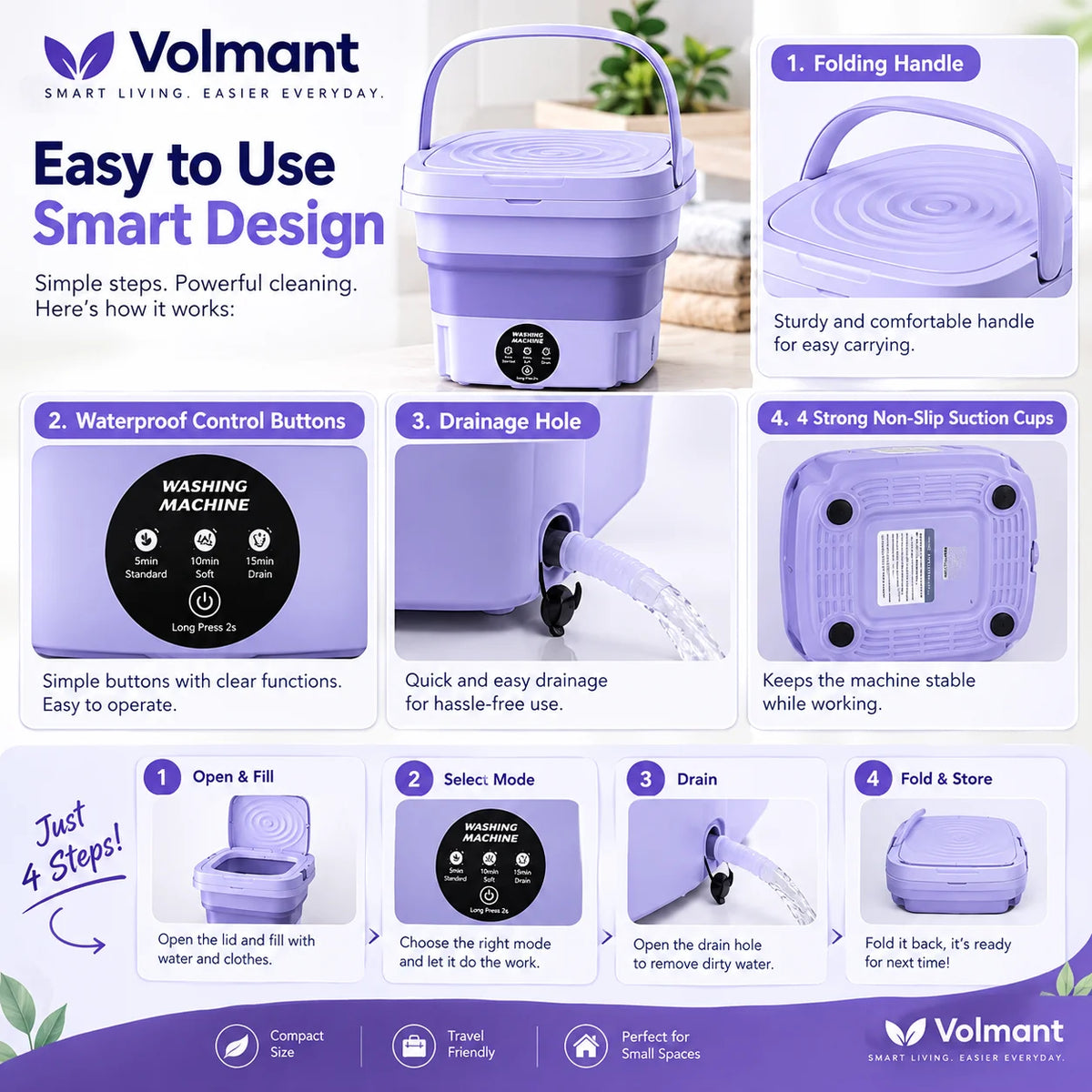 Foldable Mini Washing Machine – Portable Washer for Small Clothes