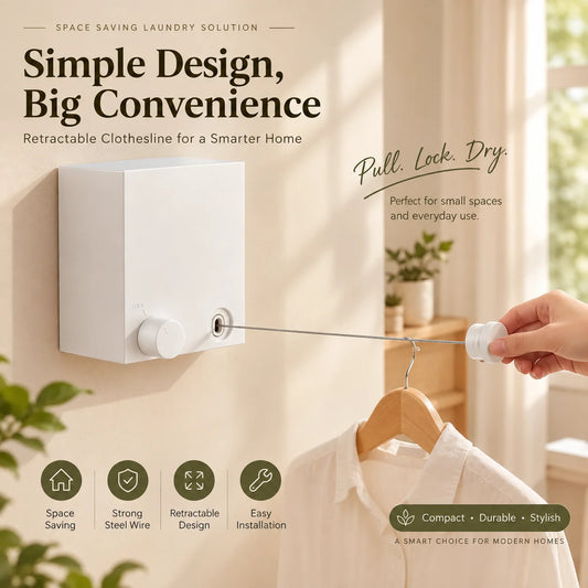 Retractable Clothesline – Wall Mounted Indoor Clothes Drying Rope